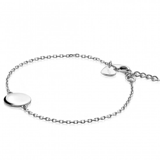 ZINZI zilveren armband met rond plaatje 15mm om te graveren 17-20cm ZIA2345