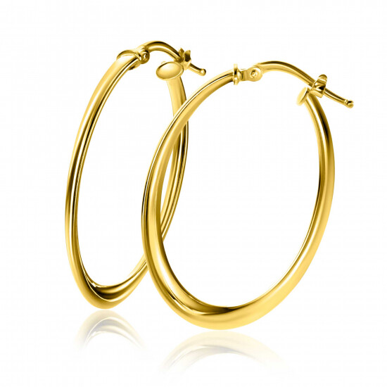 33mm ZINZI gold plated zilveren oorringen met een gedraaide buis en handige bovensluiting ZIO-BF96G