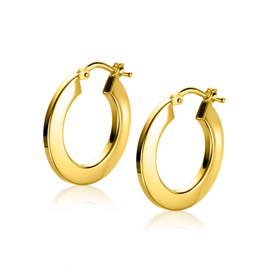 22mm ZINZI gold plated zilveren oorringen met trendy gladde buis 22x2mm ZIO-BF74G