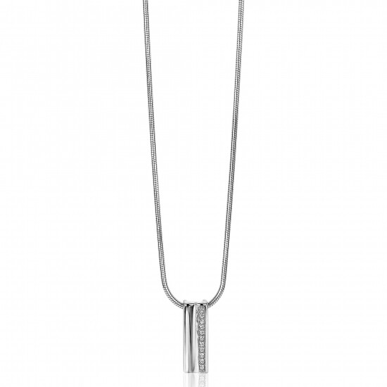 ZINZI zilveren langwerpige rechte hanger 15mm witte zirconia ZIH2126 (zonder collier)