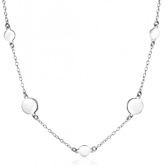 ZINZI zilveren ketting met gladde ronde plaatjes, afwisselend in grootte 42-45cm ZIC-BF89