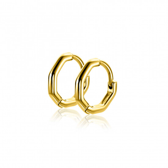 14mm ZINZI gold plated zilveren oorringen in zeshoeksvorm met luxe klapsluiting ZIO-BF98