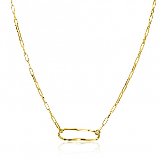 ZINZI gold plated zilveren paperclip schakel ketting met organisch gevormde ovaal 41-45cm ZIC-BF107