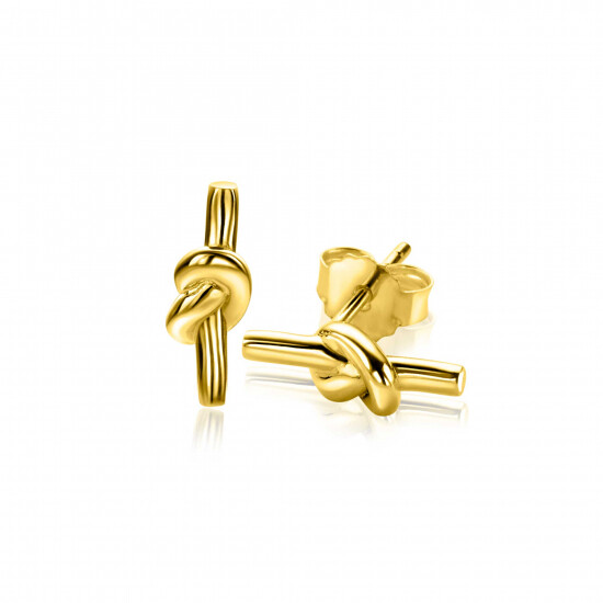 13mm ZINZI gold plated zilveren oorknoppen met staafje en glanzende knoop ZIO-BF115G