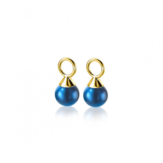 ZINZI gold plated zilveren oorbedels parels blauw 6mm ZICH1749BG (zonder oorringen)