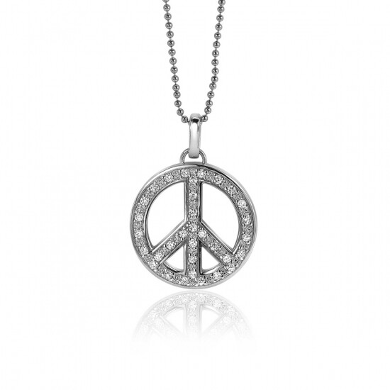 ZINZI zilveren peace hanger 22mm bezet met witte zirconia's ZIH662