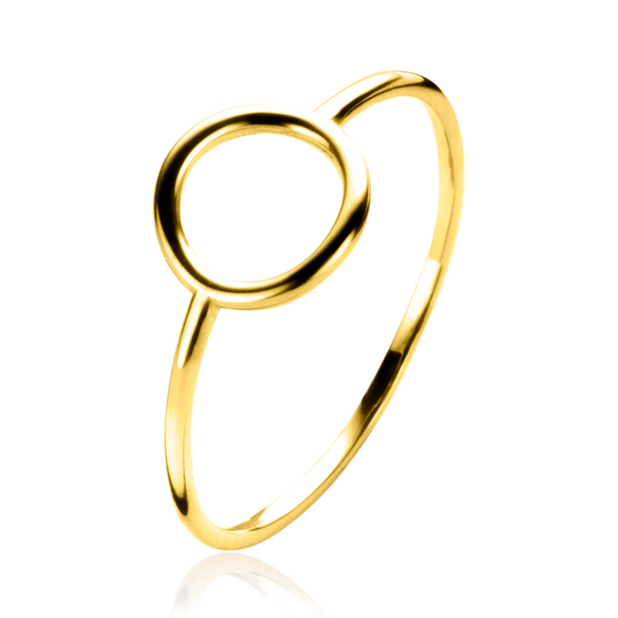 ZINZI Gold 14 krt gouden ring met een trendy open rondje 8mm ZGR377