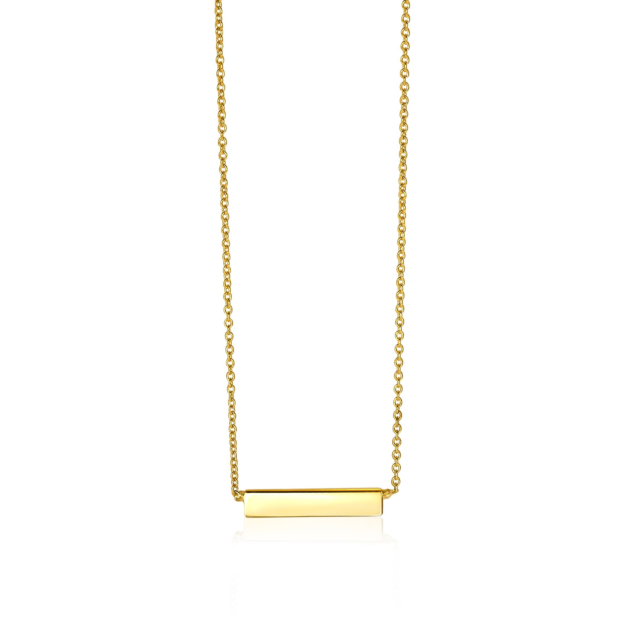 ZINZI Gold 14 karaat gouden collier plaatje glad 42cm ZGC176