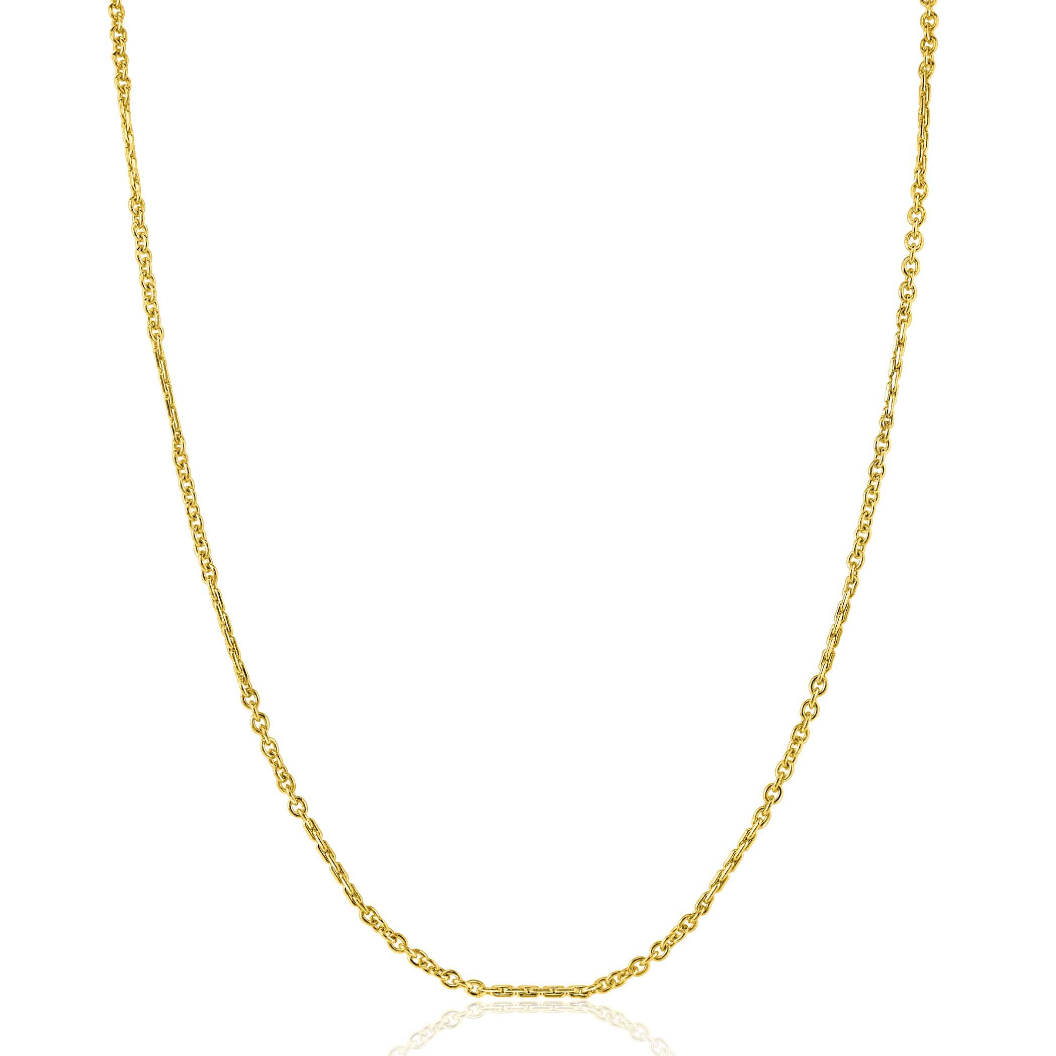 ZINZI Gold 14 karaat gouden massieve ketting met bewerkte gedraaide staafjes en fijne jasseron schakels 2mm breed 41-43cm ZGC500
