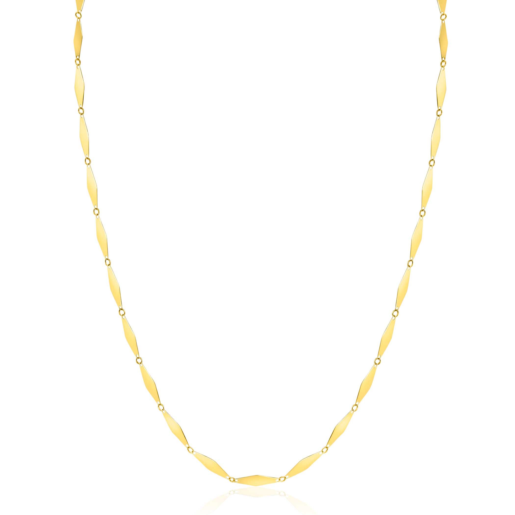 ZINZI Gold 14 krt gouden massieve ketting met glanzende lange ruitvormige schakels 3mm breed 45cm ZGC492
