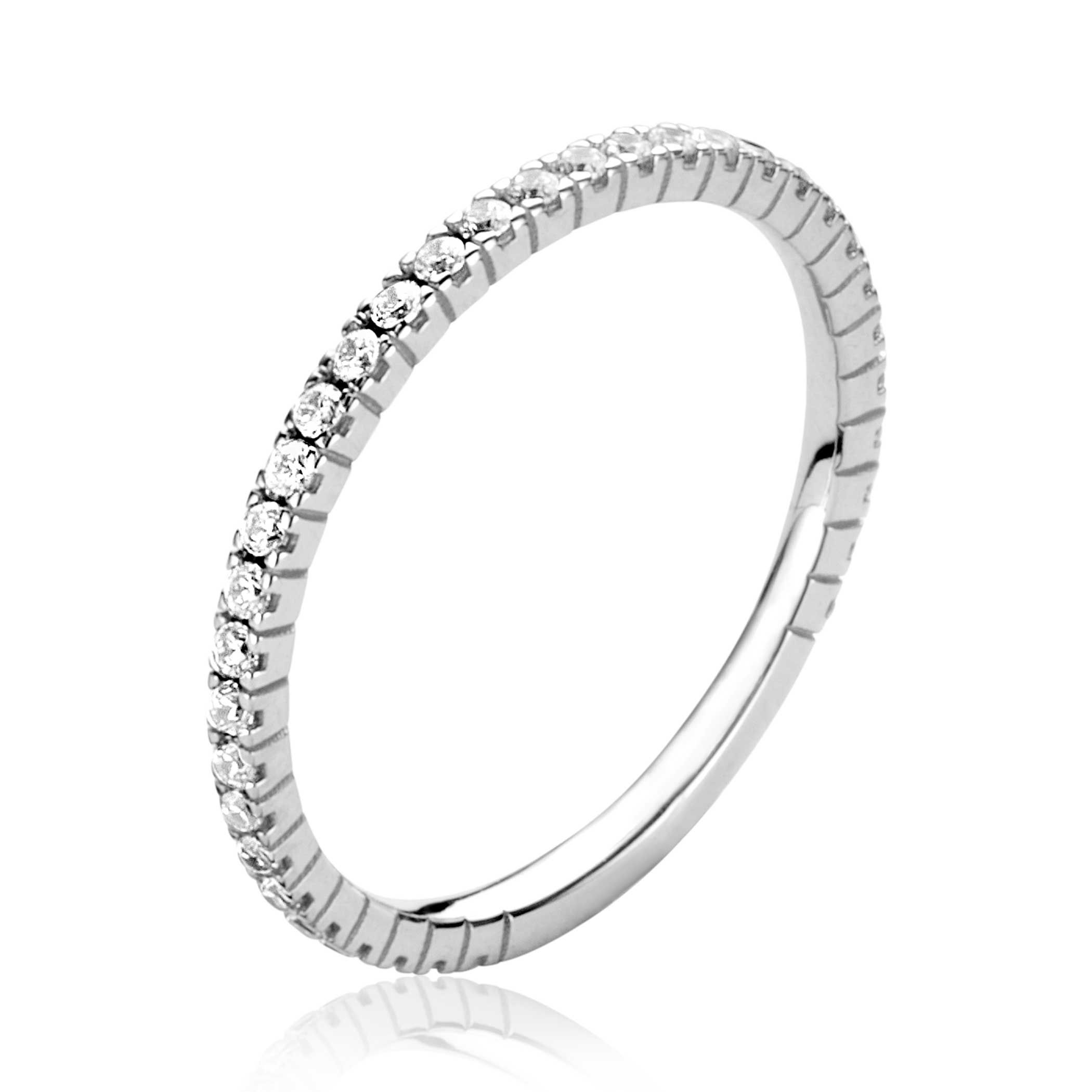 ZINZI Gold 14 krt witgouden ring 1,7mm breed met 40 witte zirconia's gezet in railzetting ZGR373W