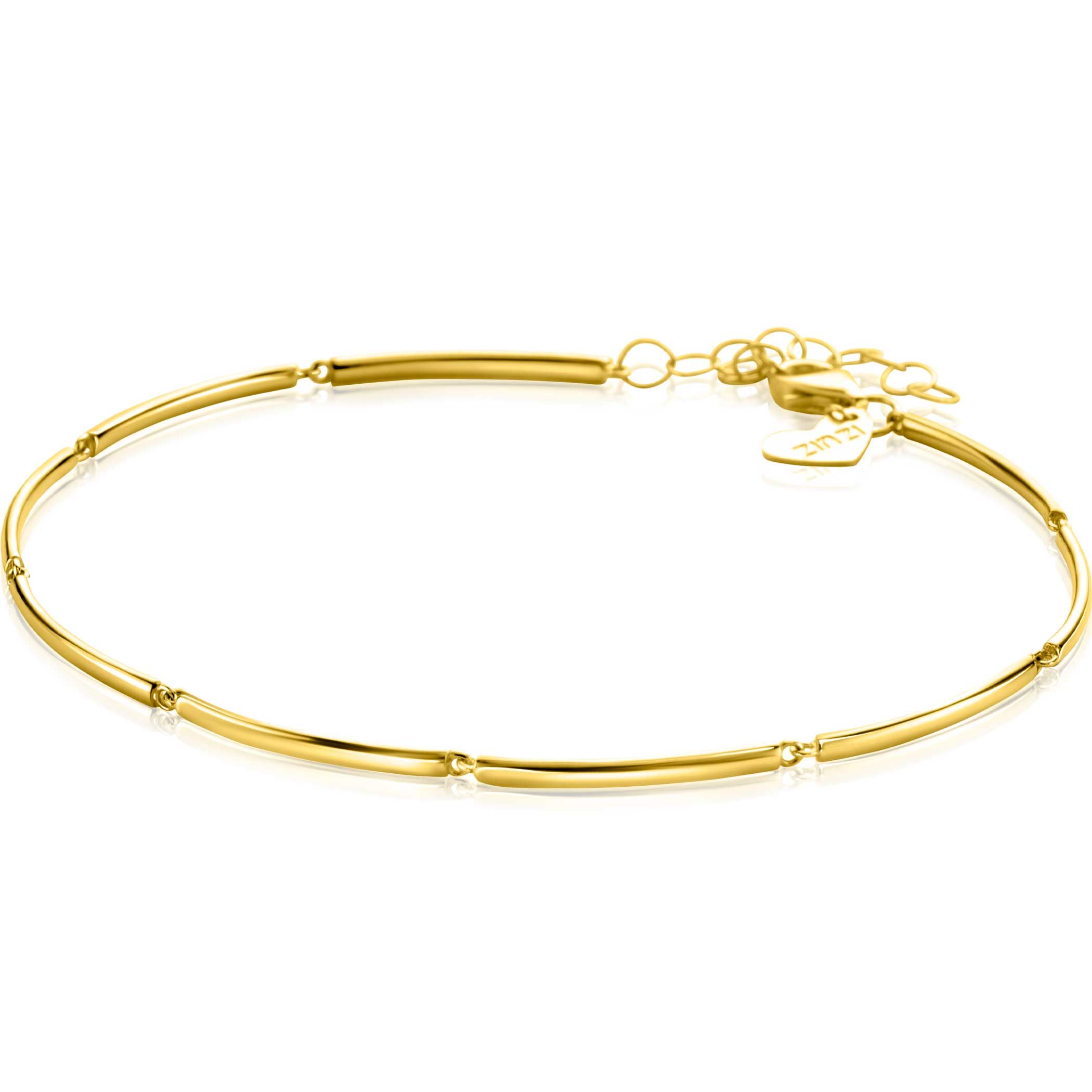 ZINZI Gold 14 krt gouden armband met langwerpige glanzende staafjes 1,6mm breed 16,5-19cm ZGA461
