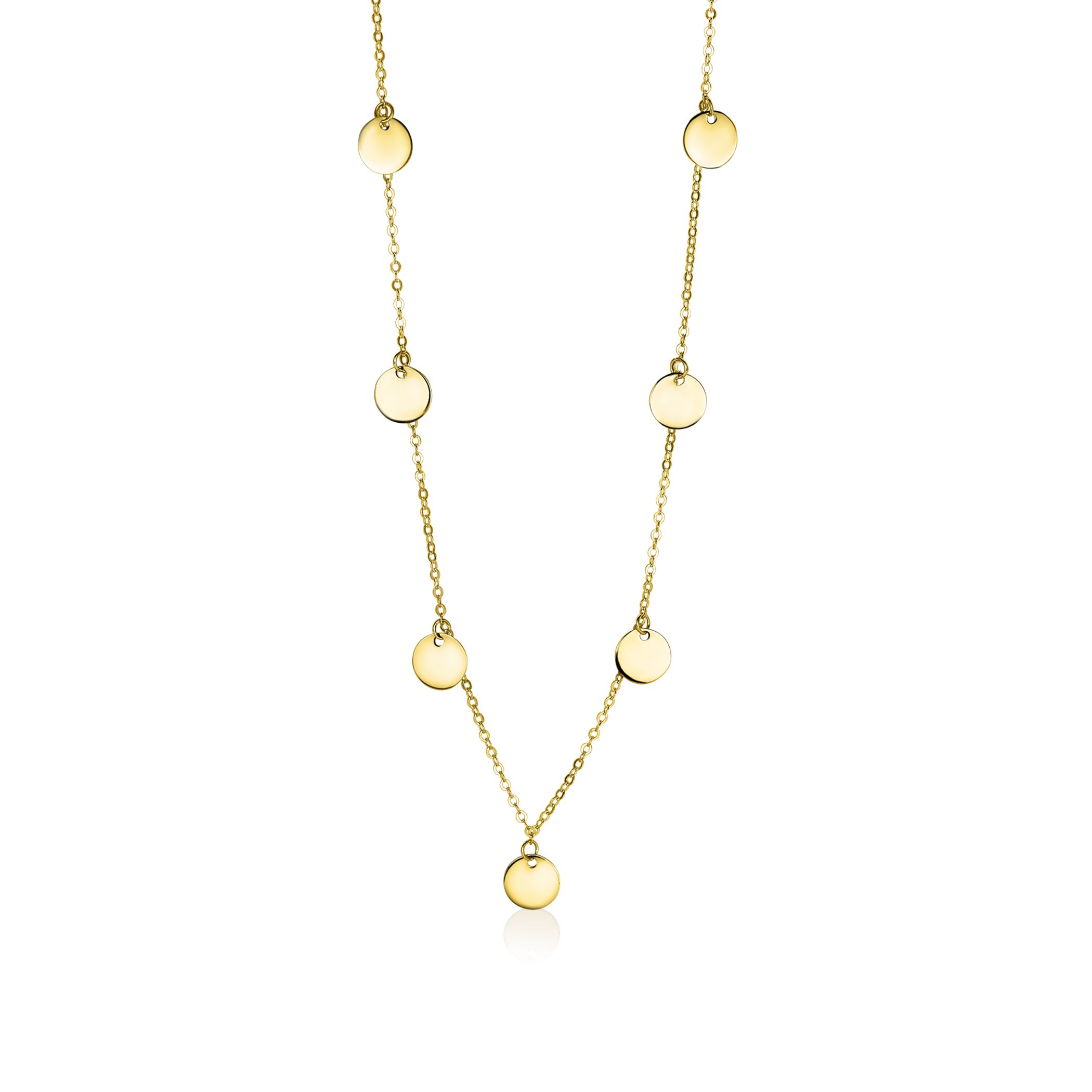 ZINZI Gold 14 karaat gouden collier met 7 rondjes 45cm ZGC167