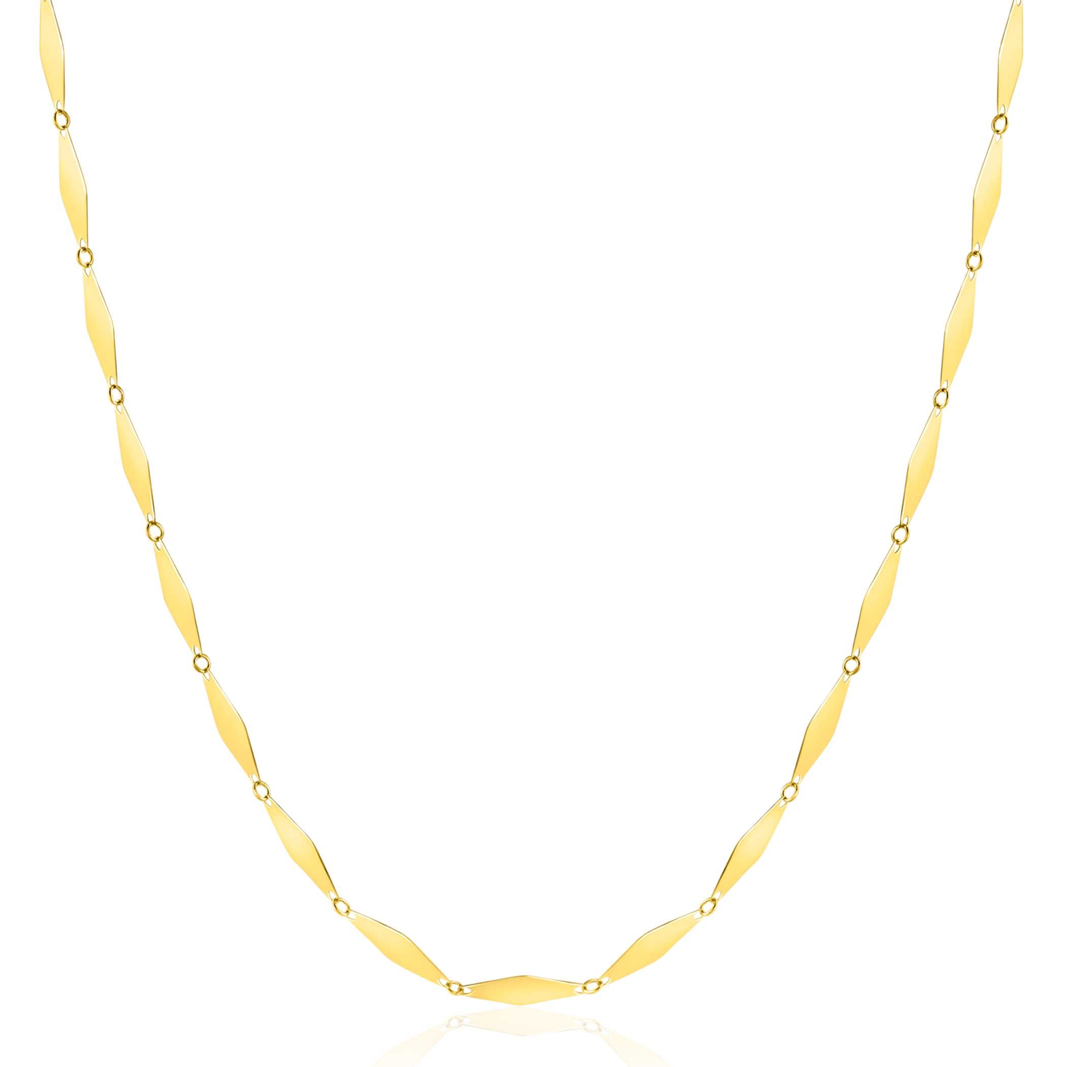 ZINZI Gold 14 krt gouden massieve ketting met glanzende lange ruitvormige schakels 3mm breed 45cm ZGC492
