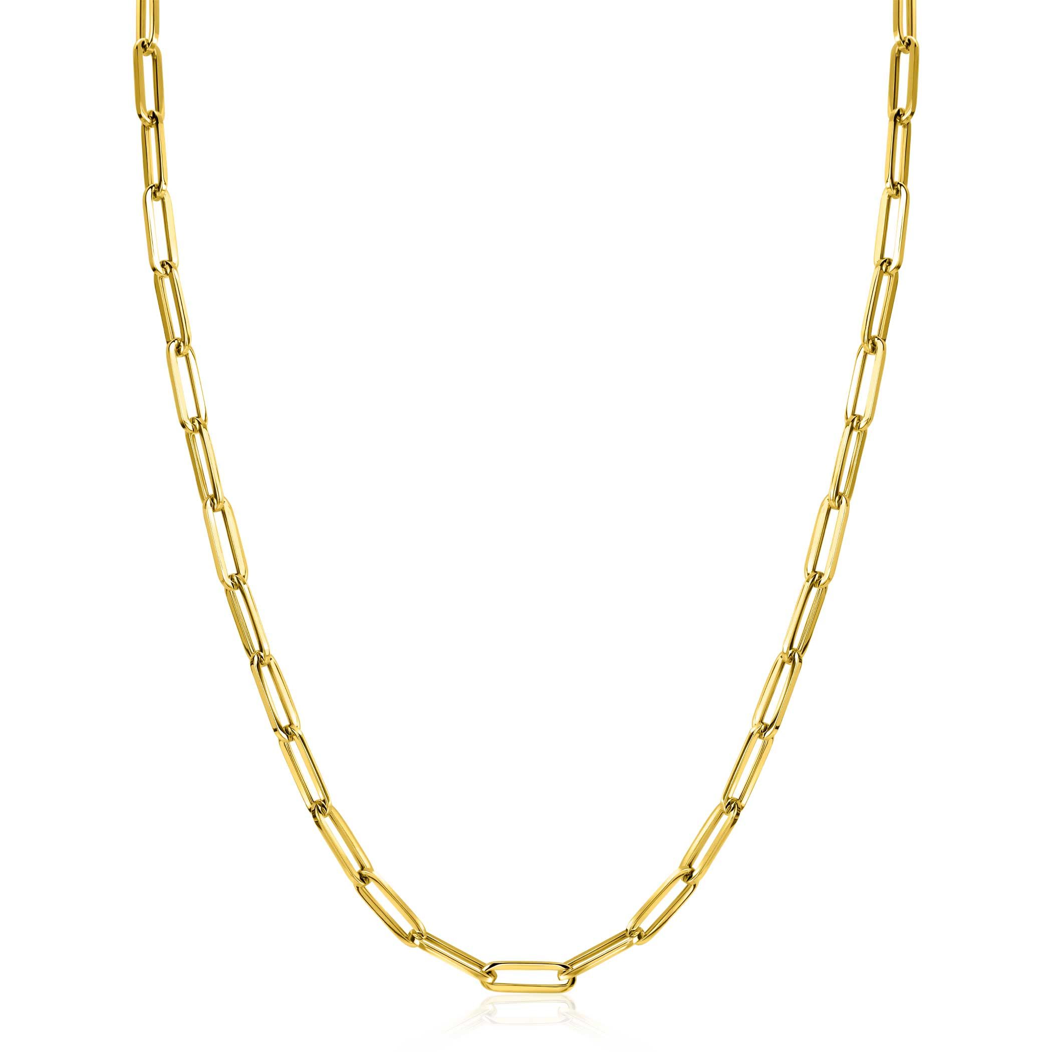 ZINZI Gold 14 krt gouden closed for ever schakelketting 4,5mm breed 43cm ZGC453
