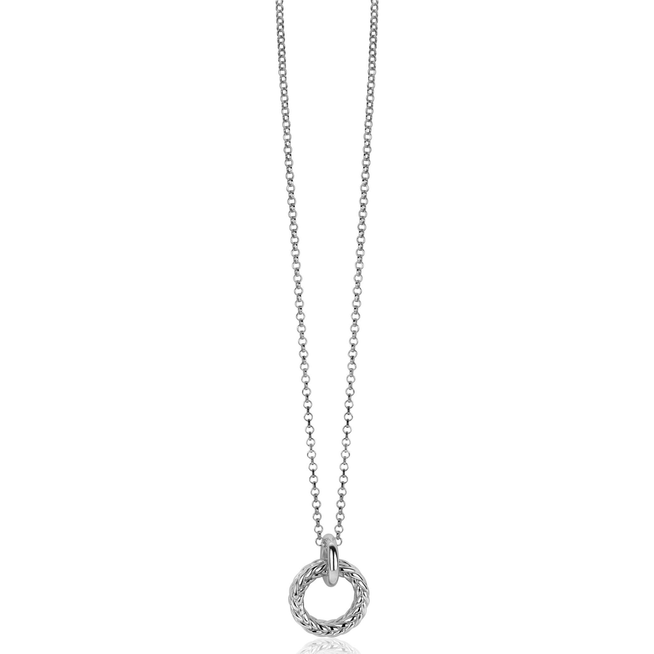 ZINZI zilveren hanger rond met touweffect 19mm ZIH2246 (zonder collier)