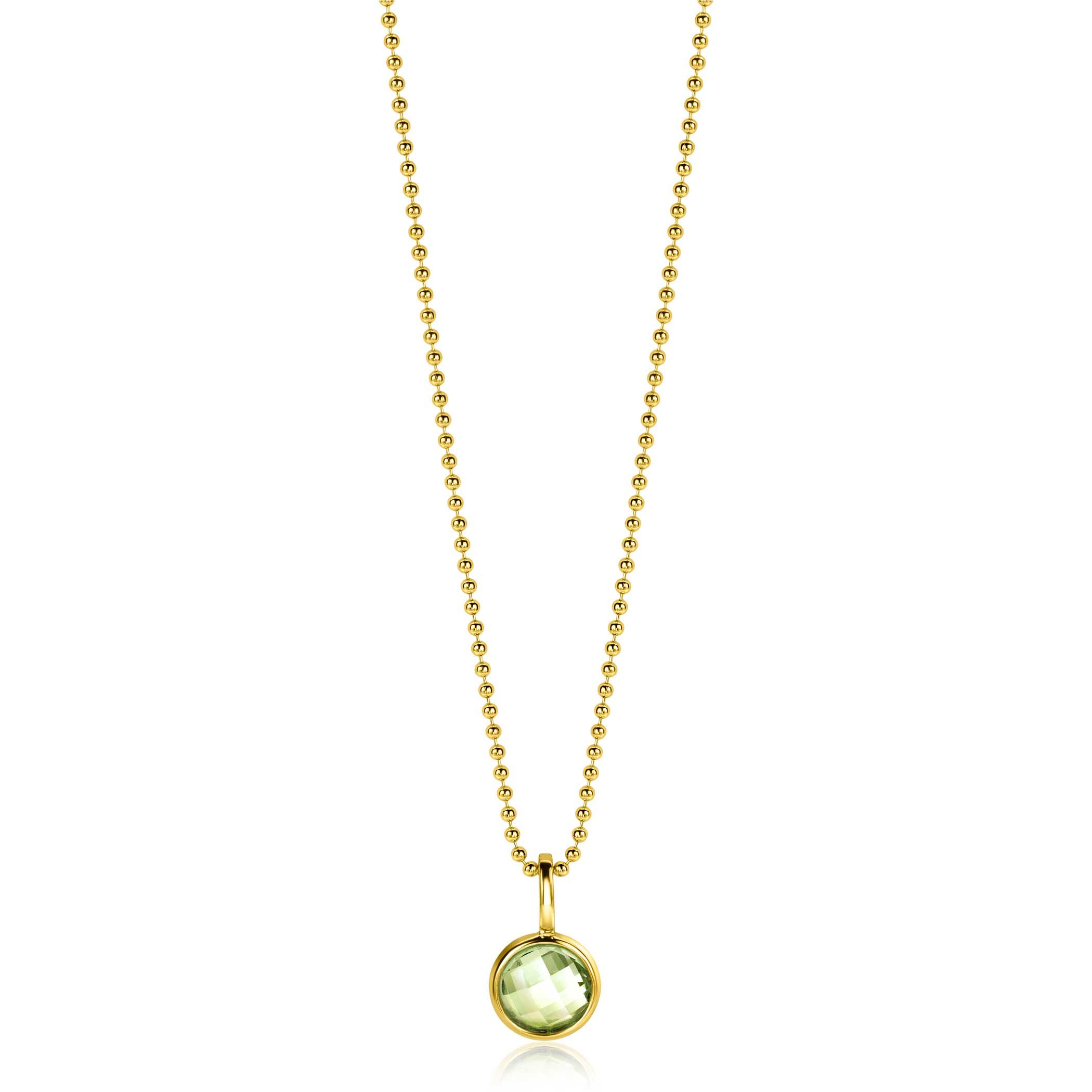 AUGUSTUS hanger 8mm gold plated geboortesteen groen peridoot zirconia (zonder collier)