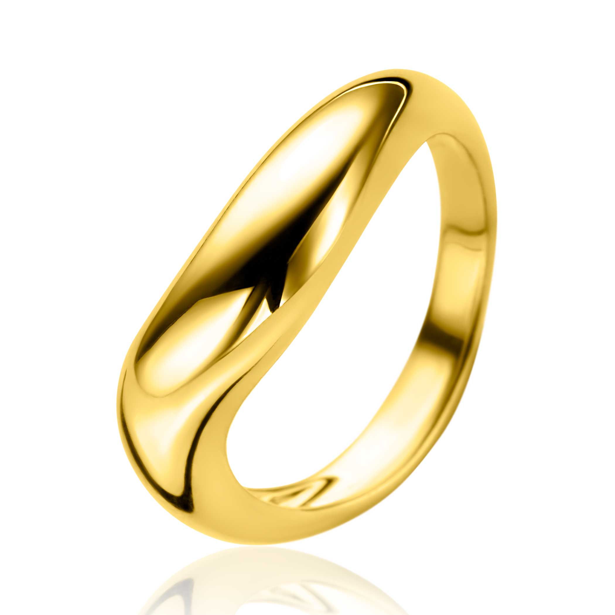 ZINZI gold plated zilveren ring organisch gevormd 6mm breed ZIR2609G