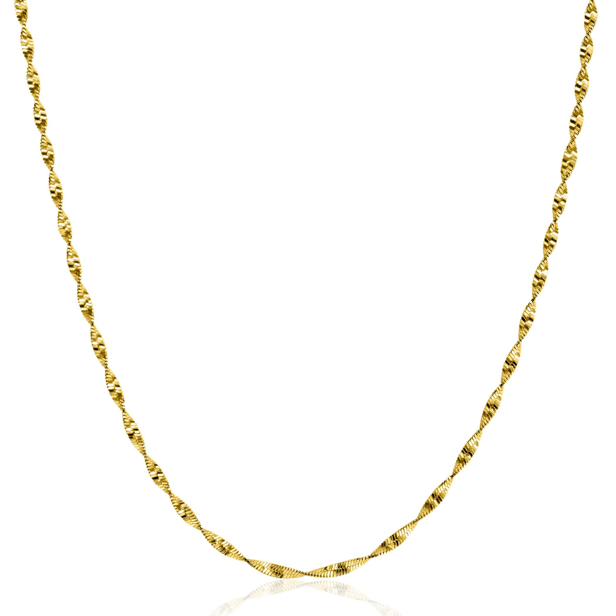 ZINZI gold plated zilveren ketting met glinsterende gedraaide schakels 1,9mm breed 43-45cm ZIC2585G
