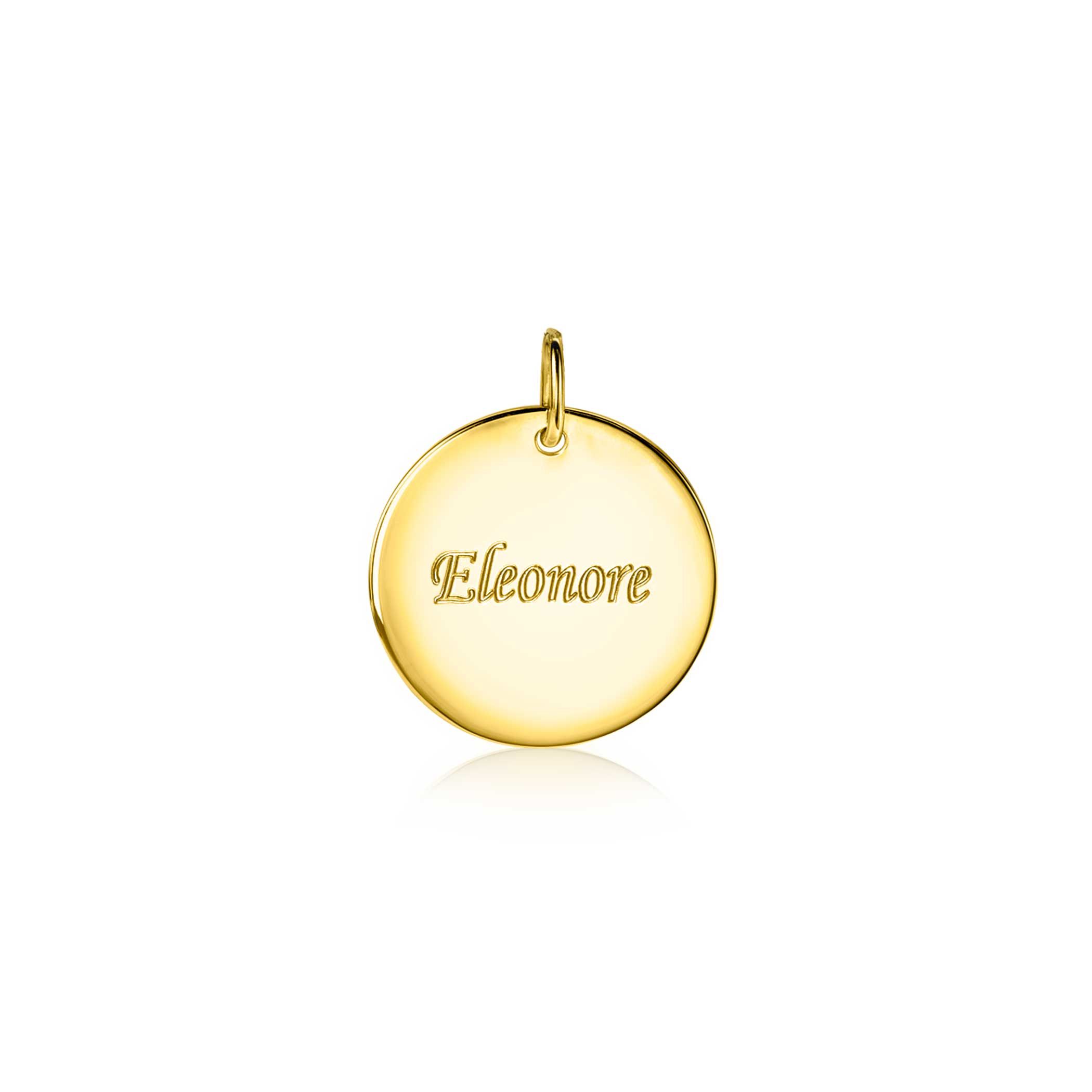 20mm ZINZI gold plated zilveren hanger gladde ronde plaat voor gravure ZIH2345G20 (zonder collier)