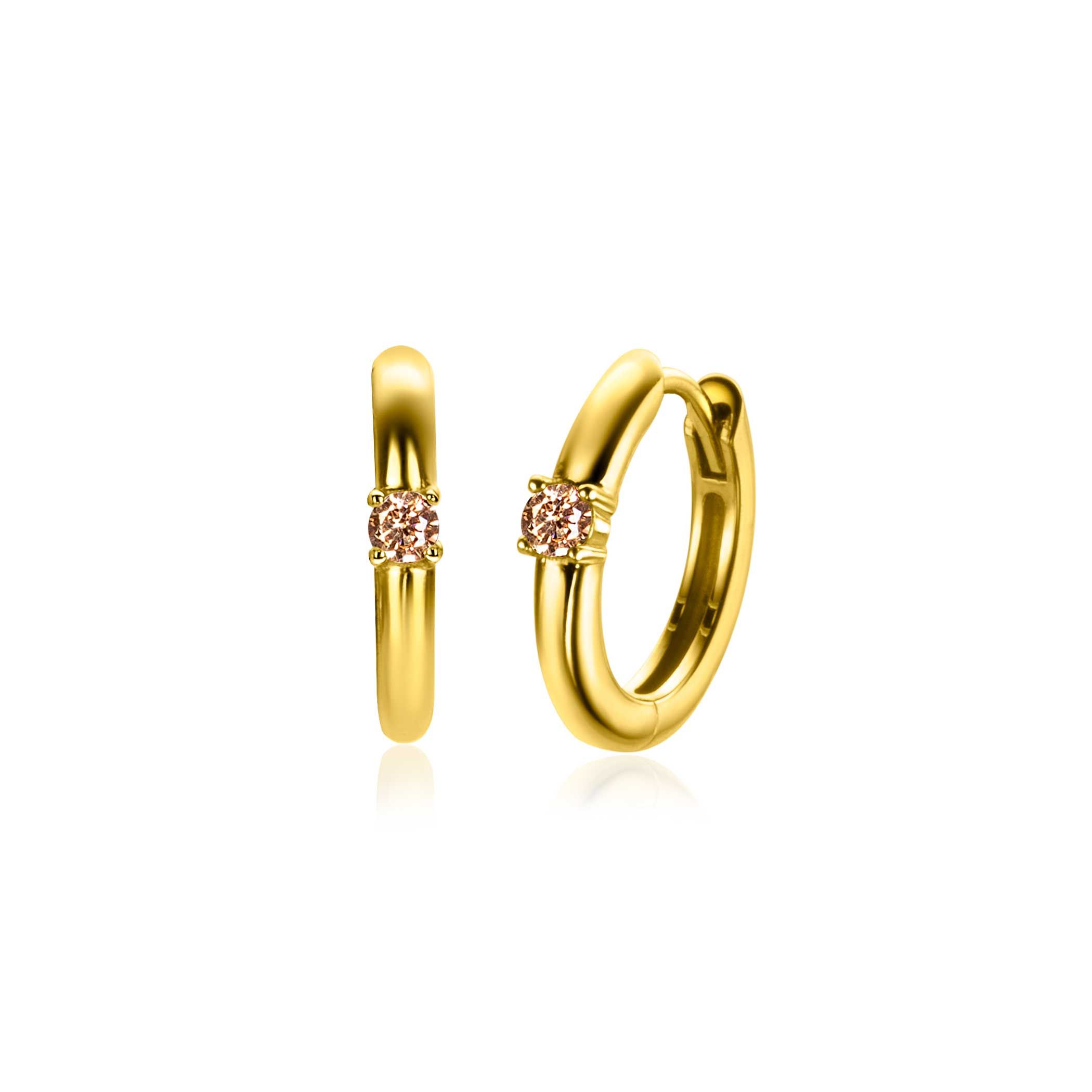 NOVEMBER oorringen 13mm gold plated met geboortesteen geel citrien zirconia 
