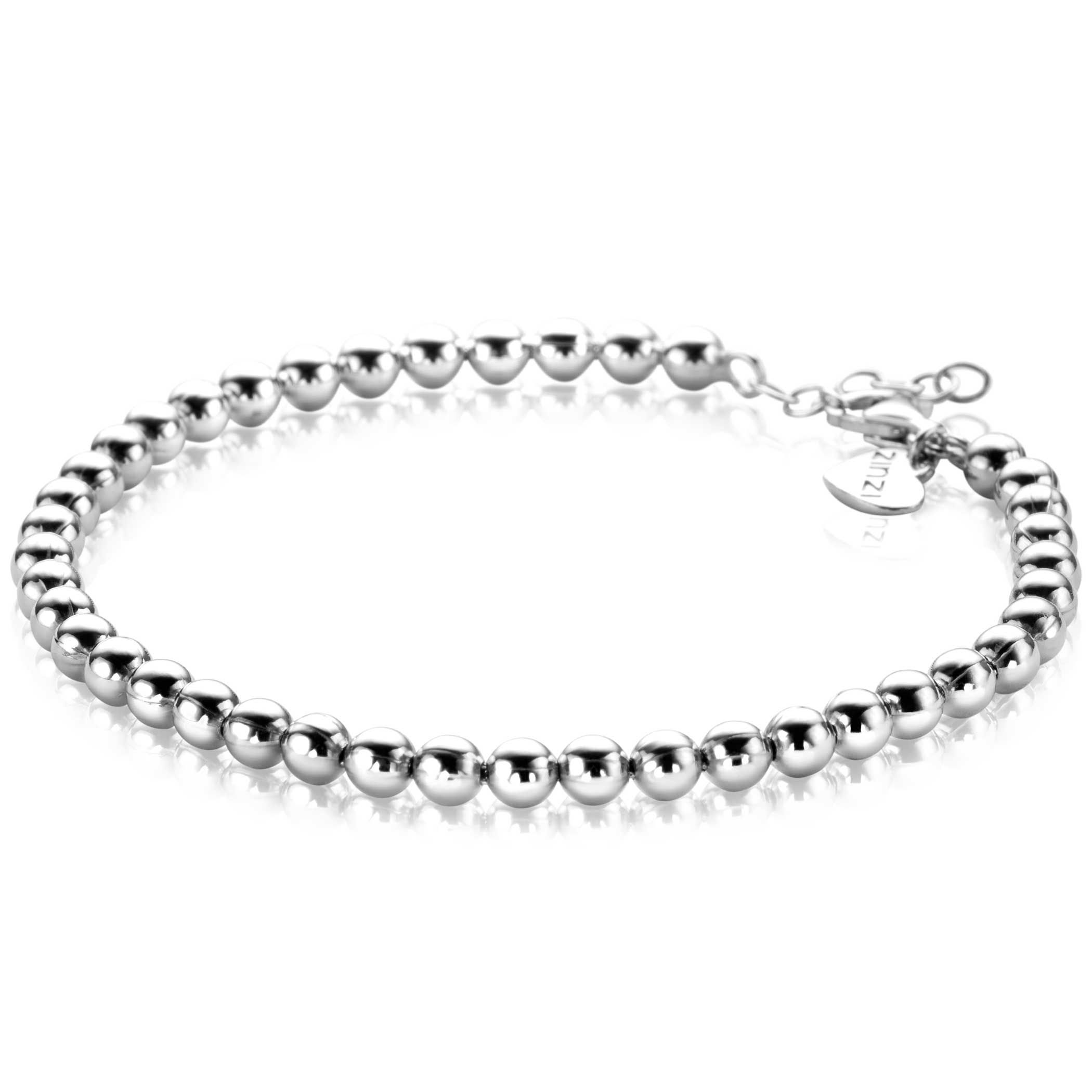 ZINZI zilveren armband met bolletjes schakel 4mm breed 18-20cm ZIA2659