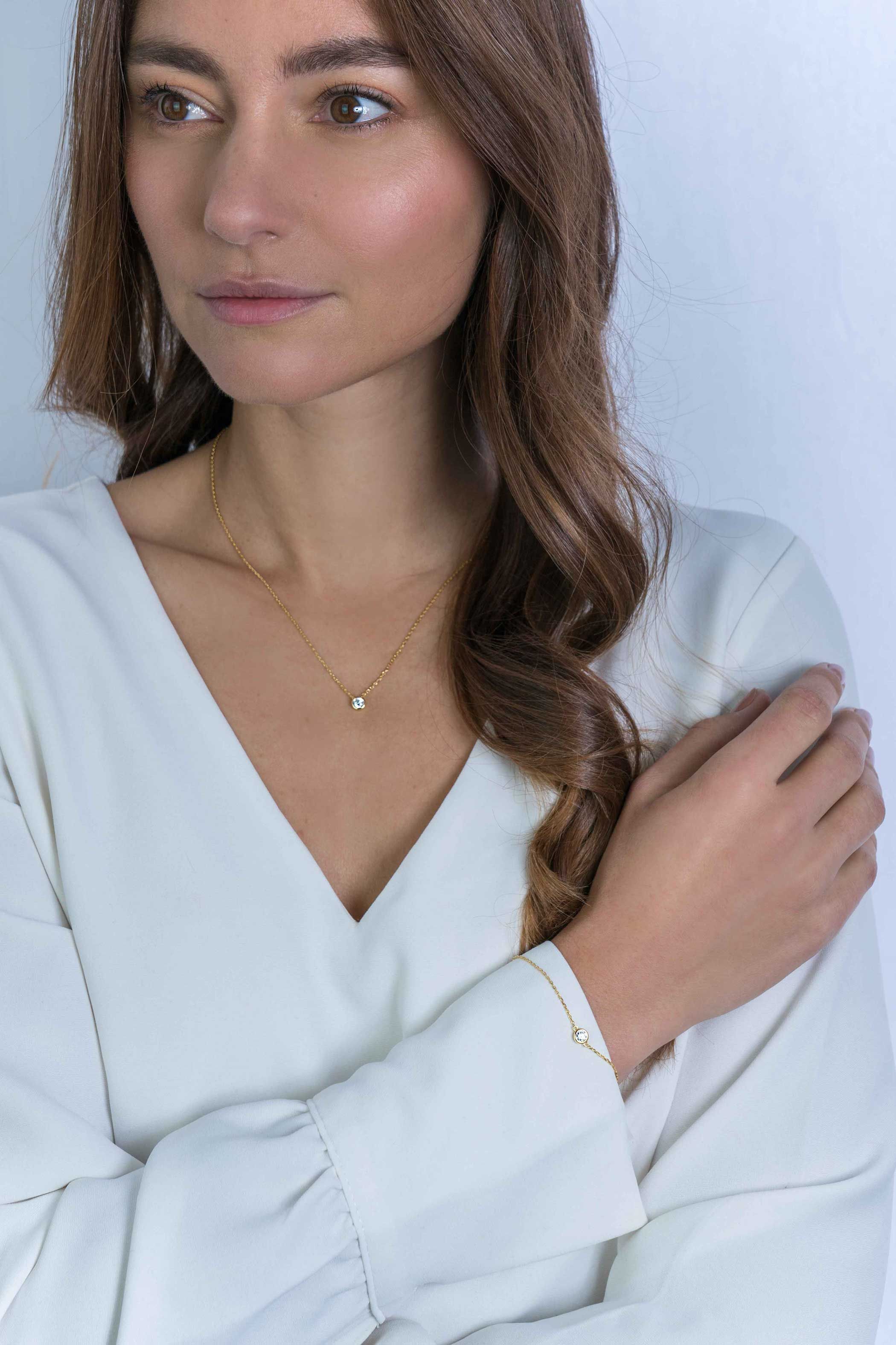 ZINZI zilveren armband 14K geel verguld rond wit ZIA1393Y