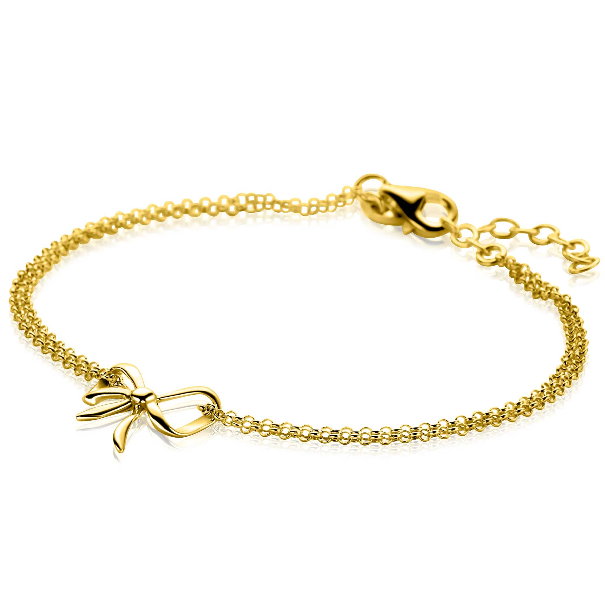 ZINZI gold plated zilveren multi-look armband met sierlijke strik 17-20cm ZIA2677