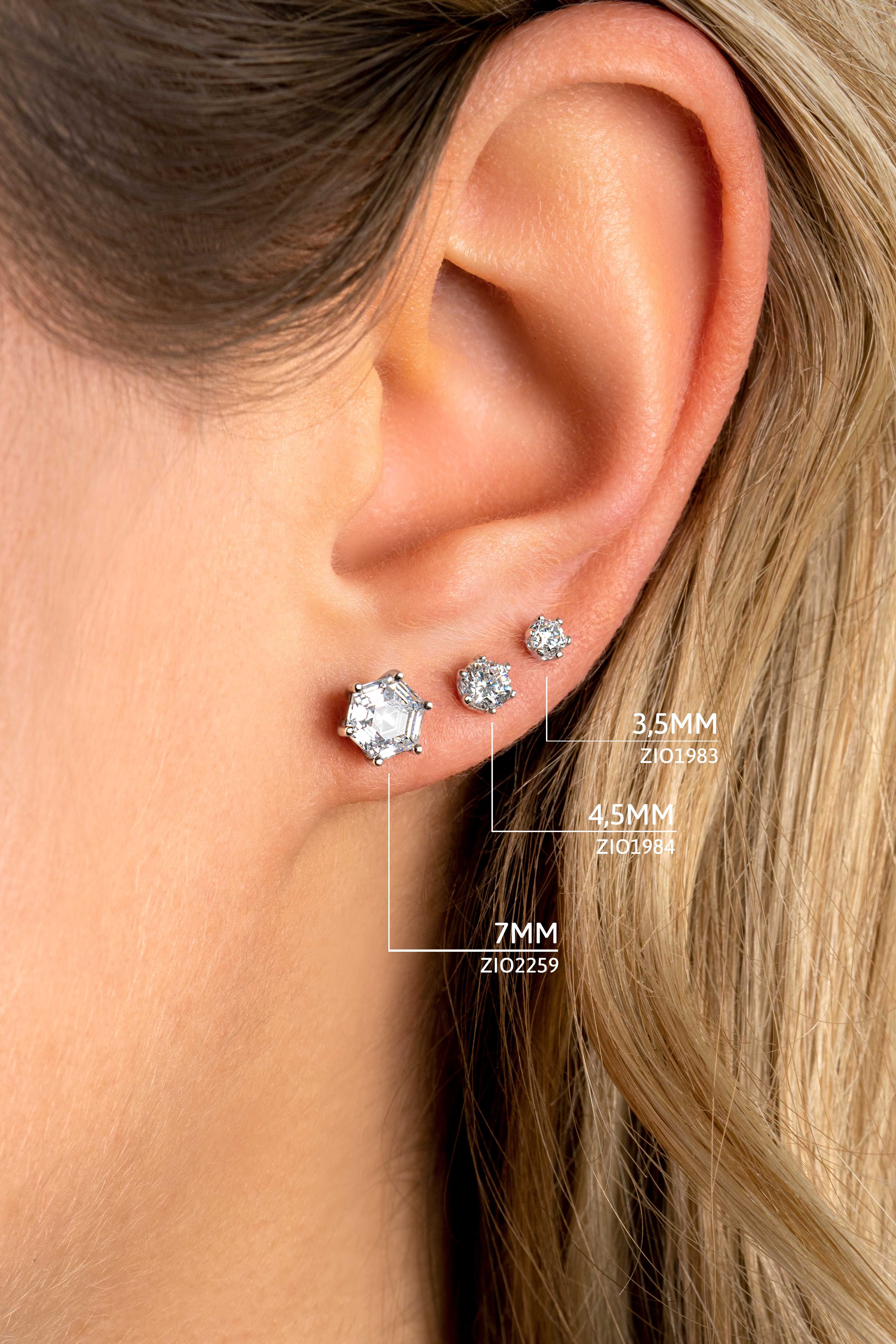 ZINZI zilveren oorknoppen 3,5mm zirconia wit chatonzetting ZIO1983