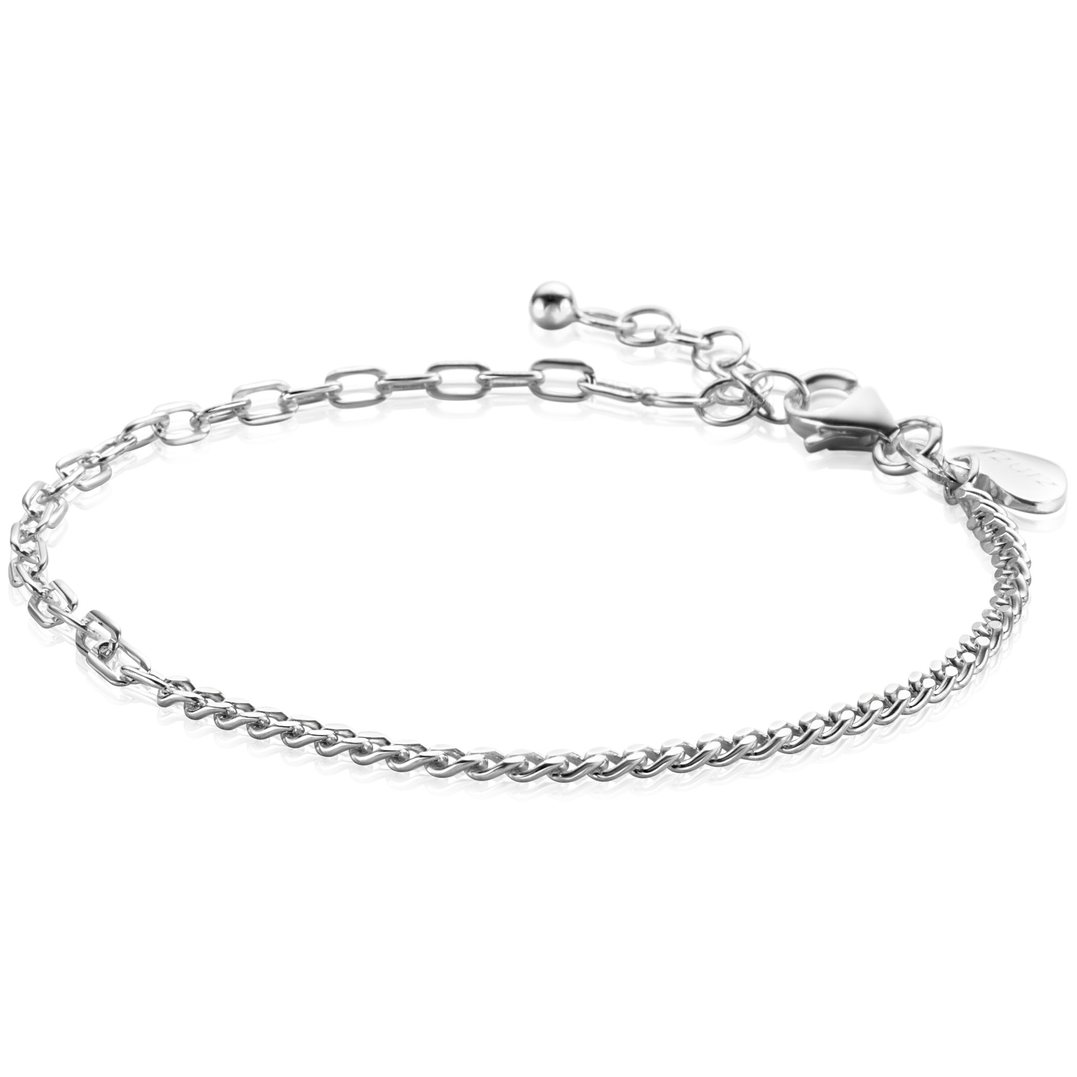 ZINZI zilveren multi-schakelarmband met gourmet en paperclip schakels 2,7mm breed ZIA2468