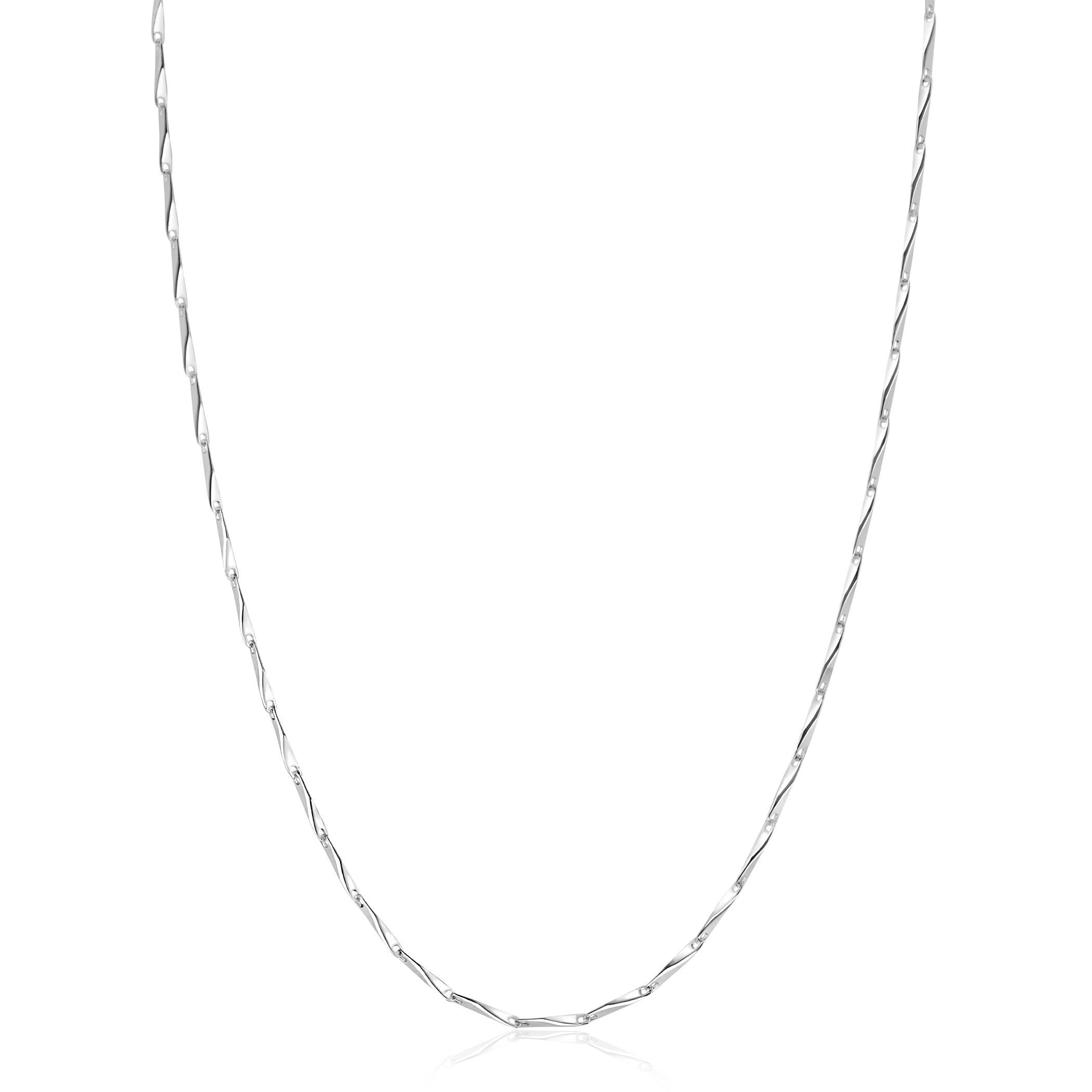 ZINZI zilveren schakel ketting met glinsterende pijlvormige schakels 1,5mm breed 42-45cm ZIC2414