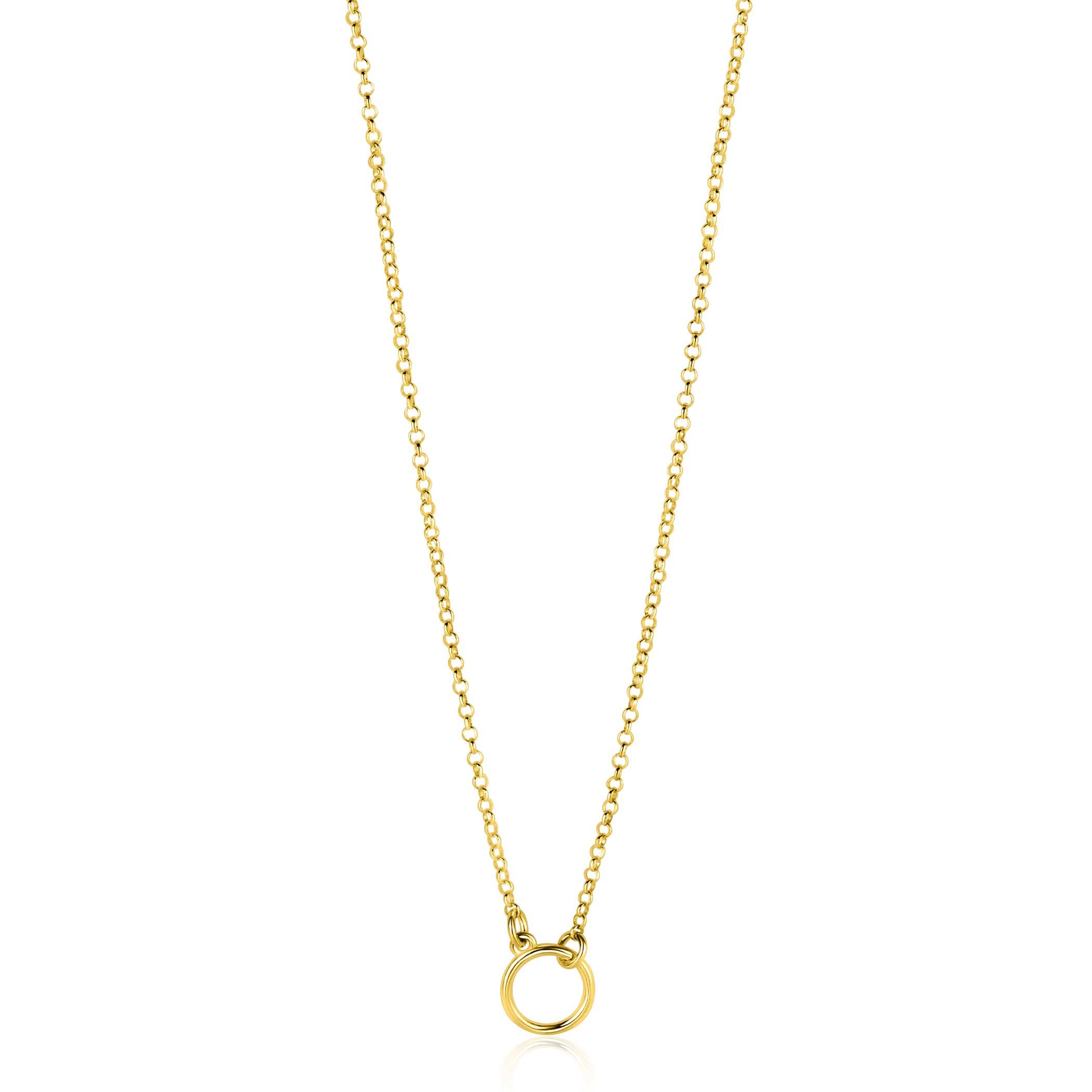 ZINZI gold plated zilveren ketting met open rondje 40-45cm ZIC2523G