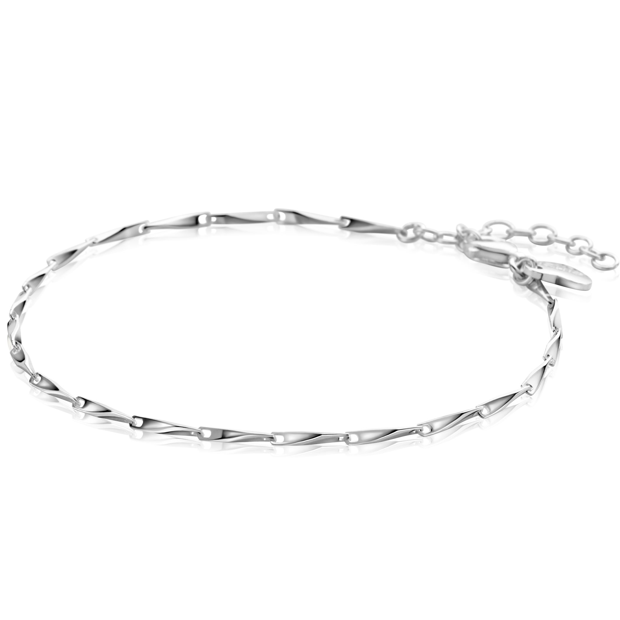 ZINZI zilveren schakel armband met glinsterende pijlvormige schakels 1,5mm breed 17,5-20cm ZIA2414