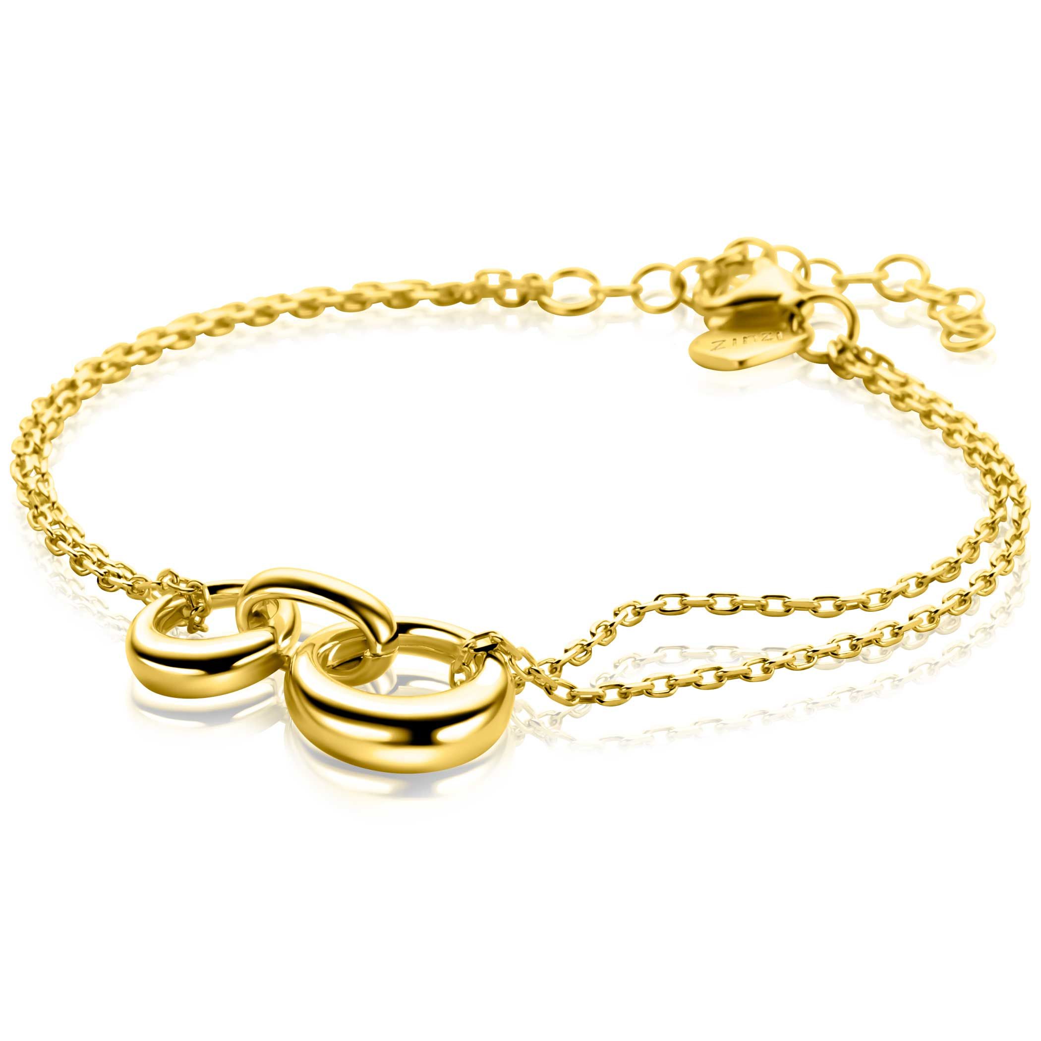 ZINZI gold plated zilveren multi-look armband met drie aan elkaar verbonden organische vormen 17-20cm ZIA2671