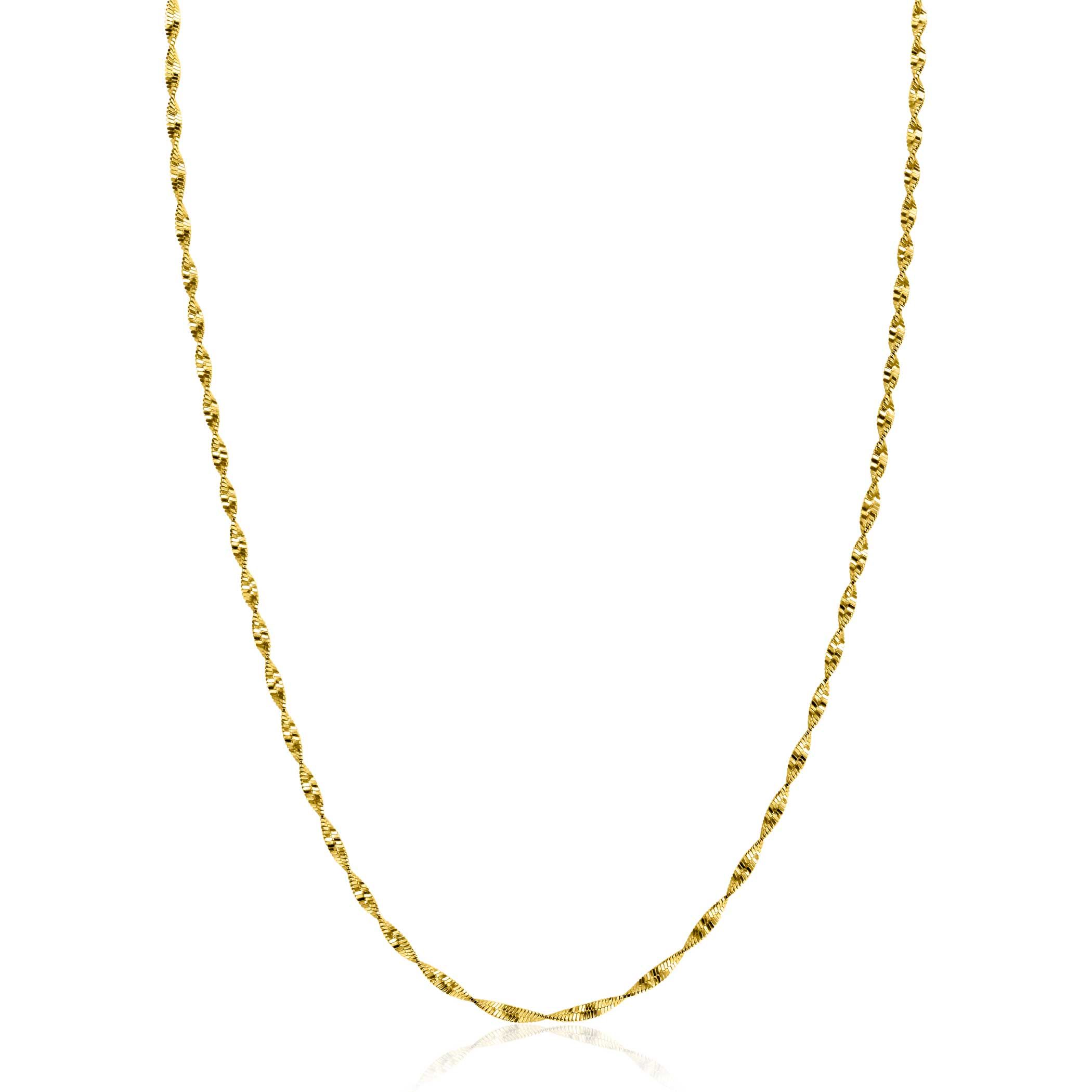 ZINZI gold plated zilveren ketting met glinsterende gedraaide schakels 1,9mm breed 43-45cm ZIC2585G
