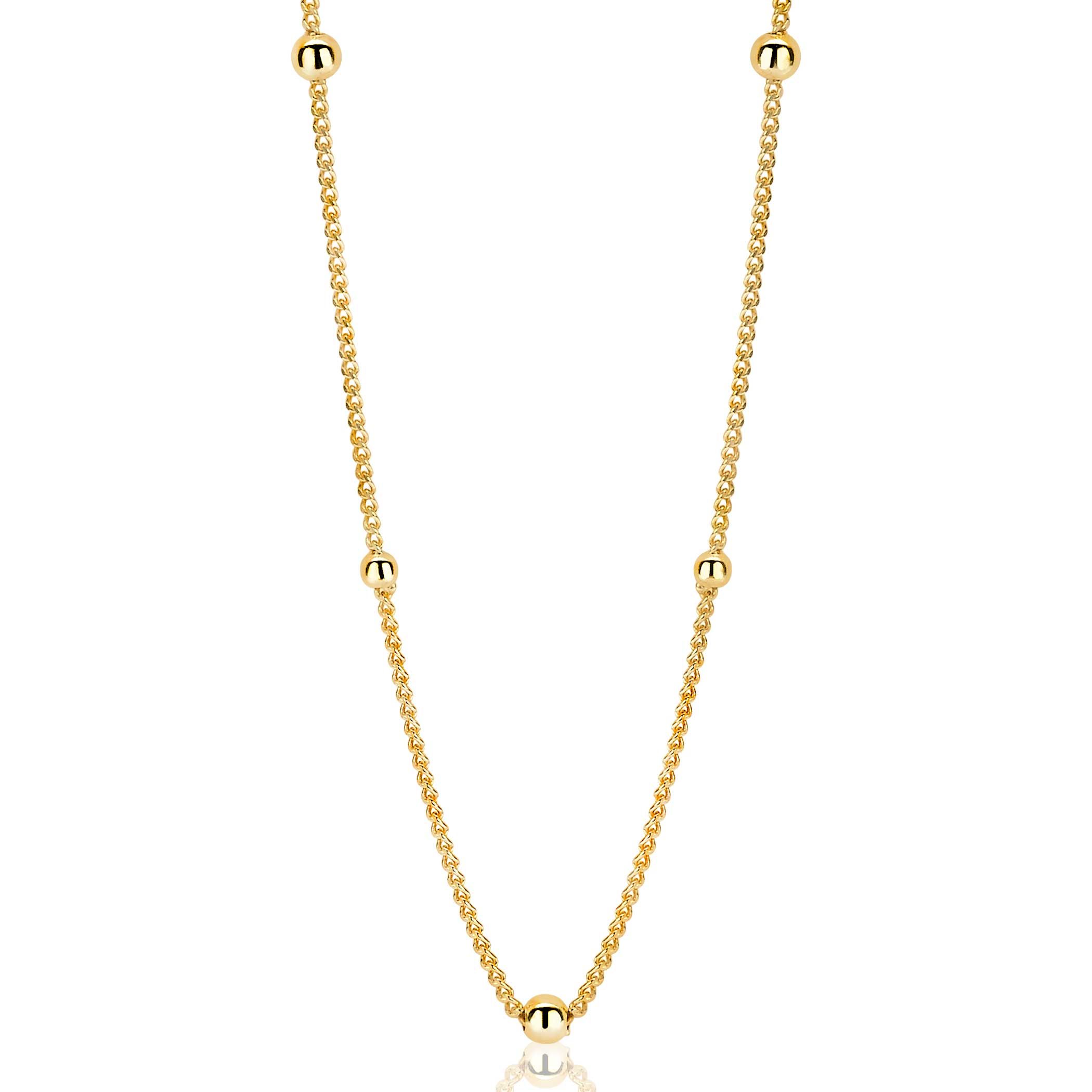 ZINZI zilveren gourmet ketting 14K geelverguld bol 45cm ZIC987G