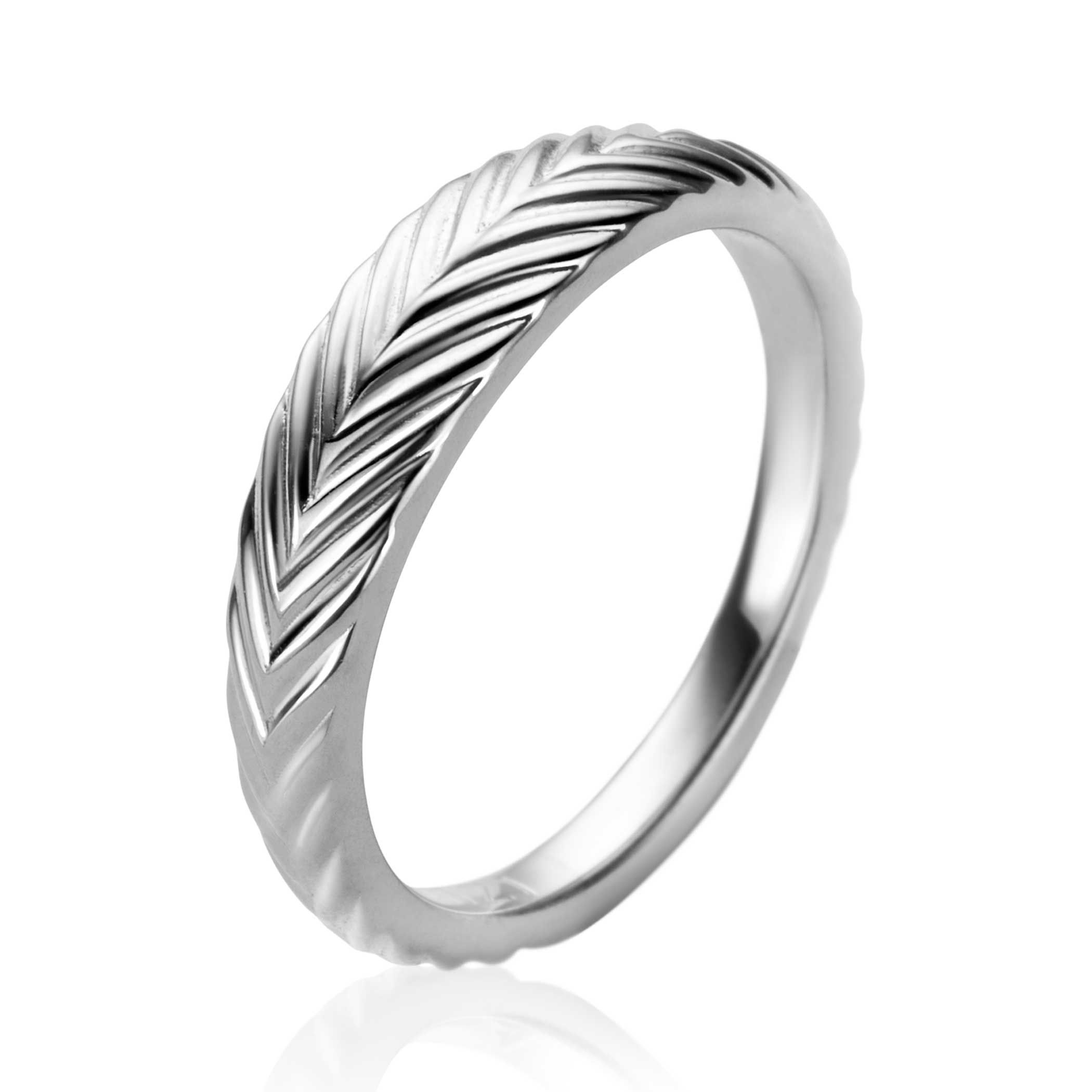 ZINZI zilveren ring (5mm breed) met veertjesmotief ZIR2644