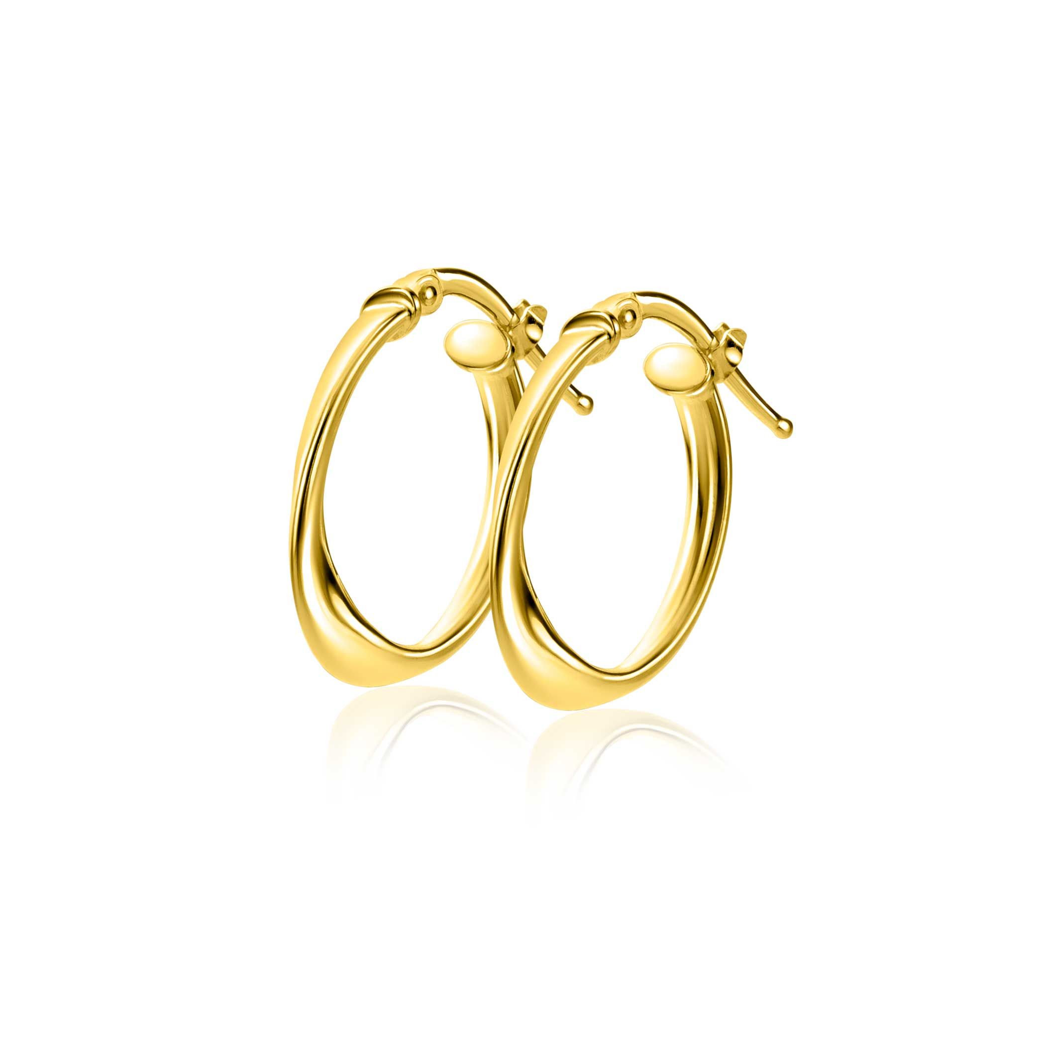 20mm ZINZI gold plated zilveren oorringen met een gedraaide buis en handige bovensluiting ZIO-BF95G