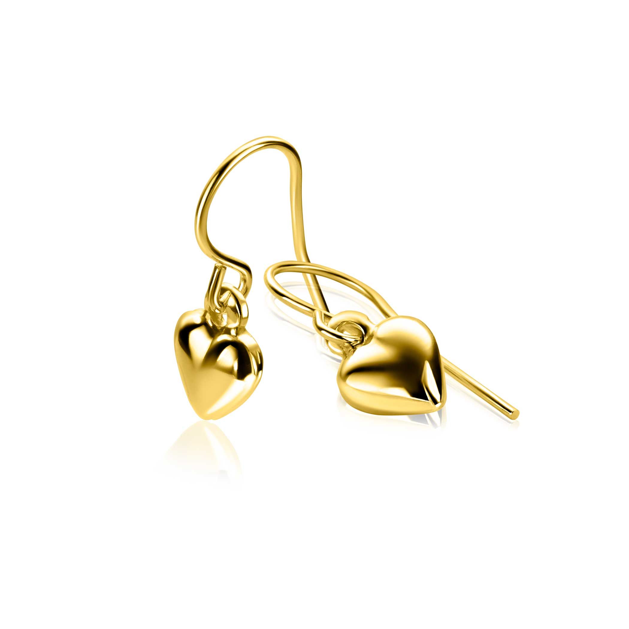 23mm ZINZI gold plated zilveren oorhangers met bol hart ZIO2661