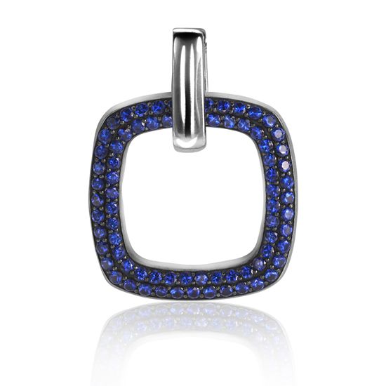 Zinzi zilveren vierkante hanger blauw ZIH1159B 