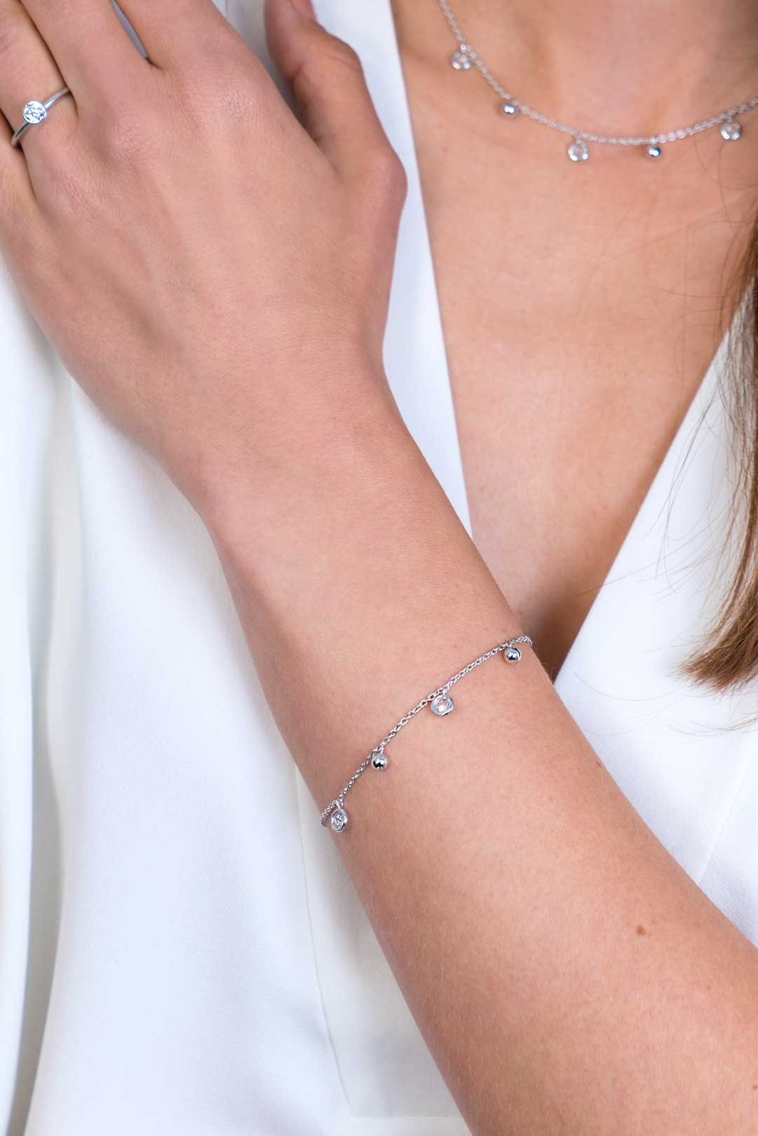 ZINZI zilveren armband bolletjes ronde witte zirconia 18-20cm ZIA2192