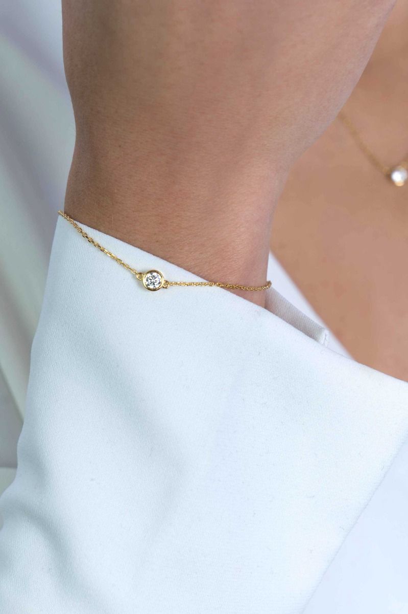 ZINZI zilveren armband 14K geel verguld rond wit ZIA1393Y