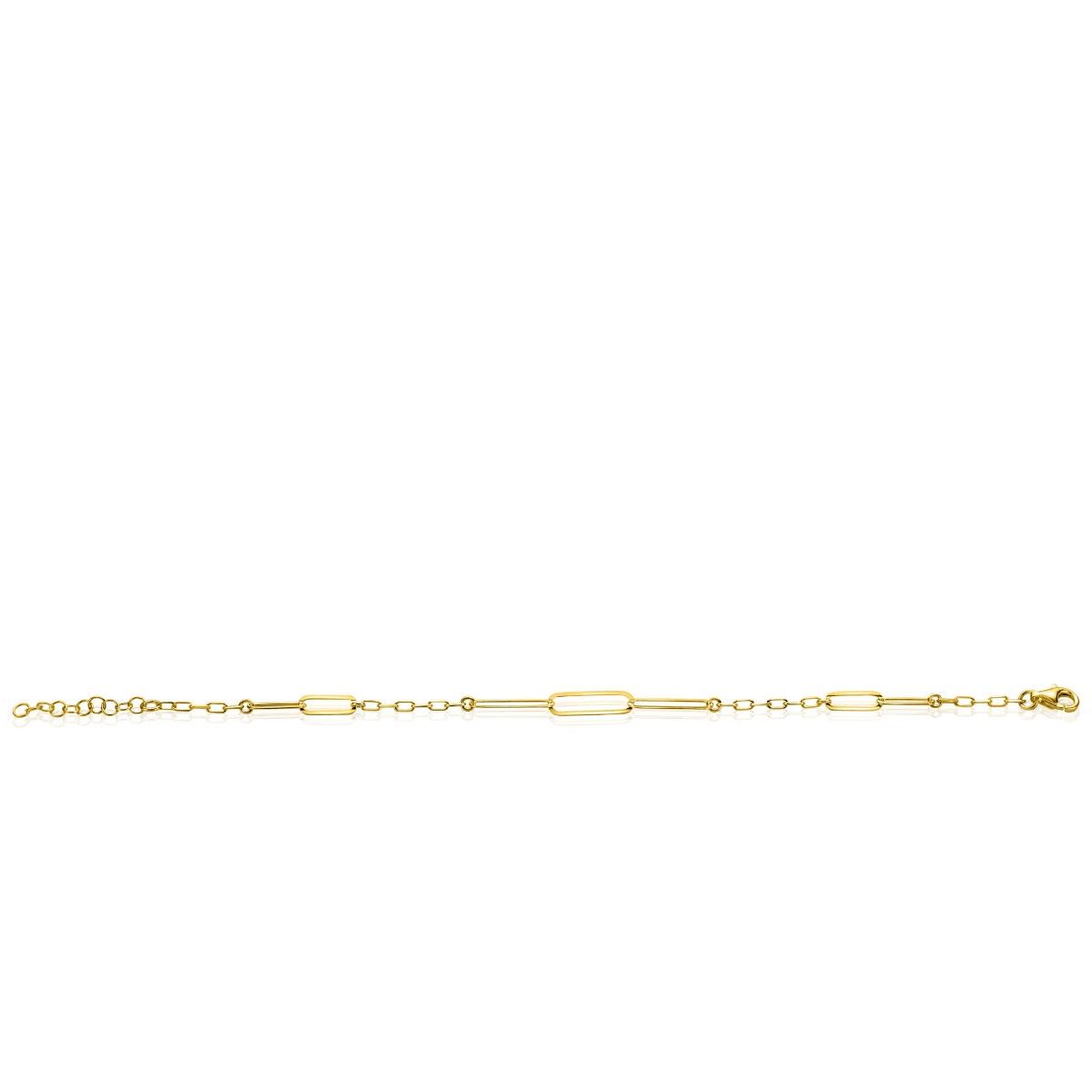 ZINZI gold plated zilveren armband met verschillende paperclip schakels 16,5-19,5cm ZIA2361