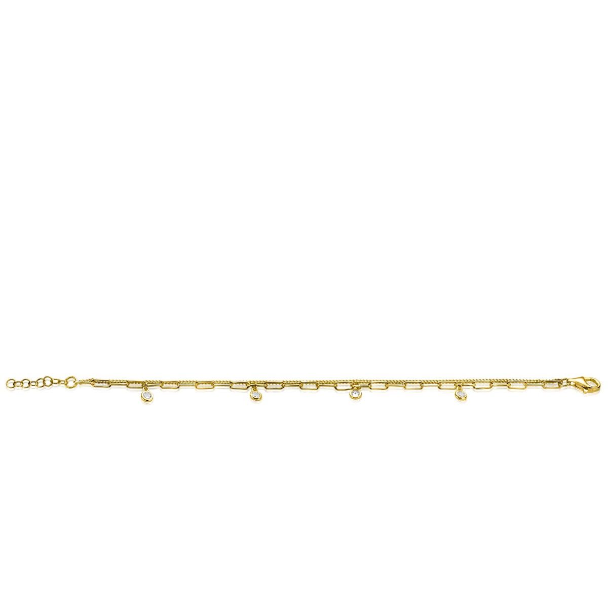 ZINZI gold plated zilveren multi-look armband met gourmet en paperclip schakels, bezet met vier ronde zirconia's ZIA2362Y