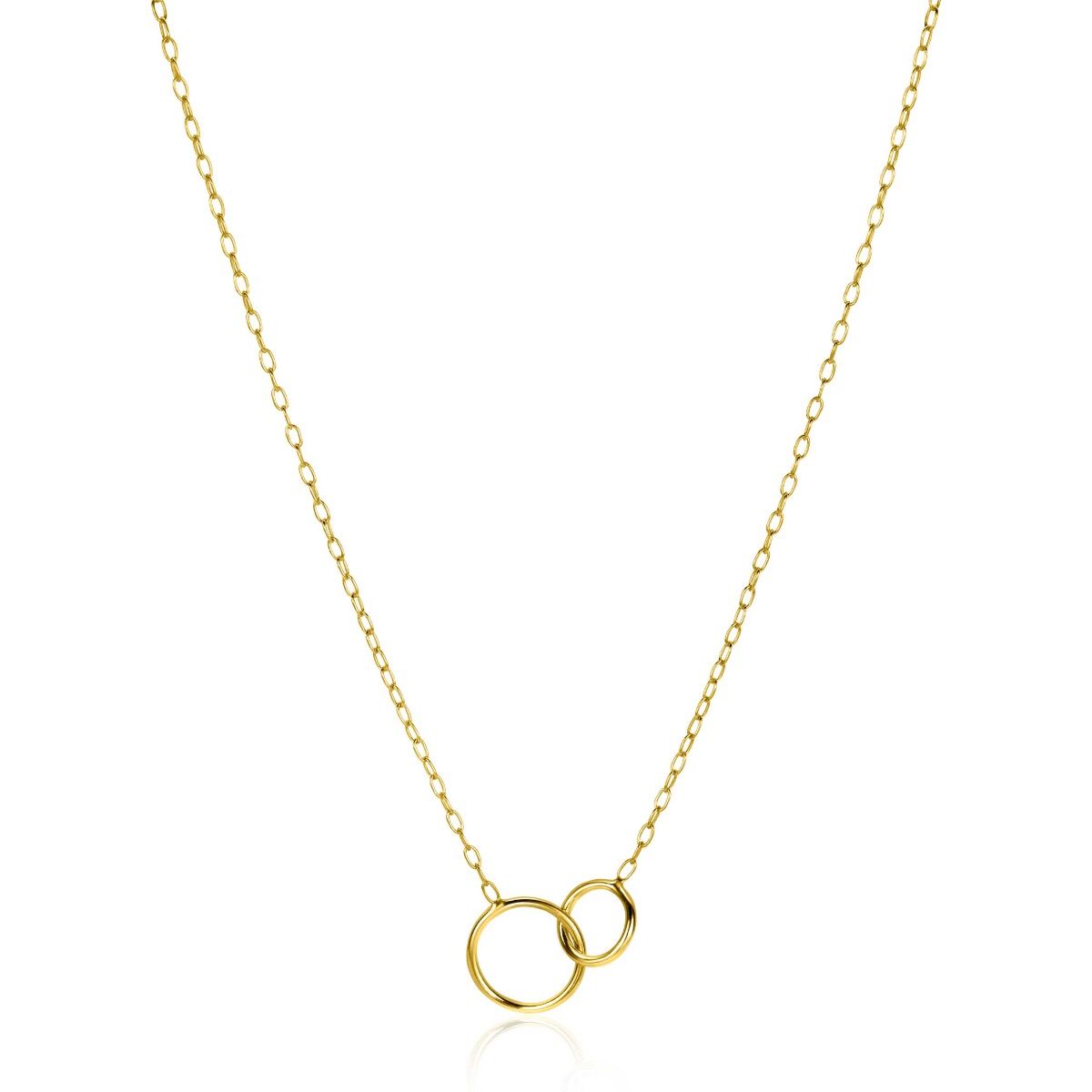 ZINZI gold plated zilveren paperclip schakel ketting met ronde vormen 42-45cm ZIC2275G