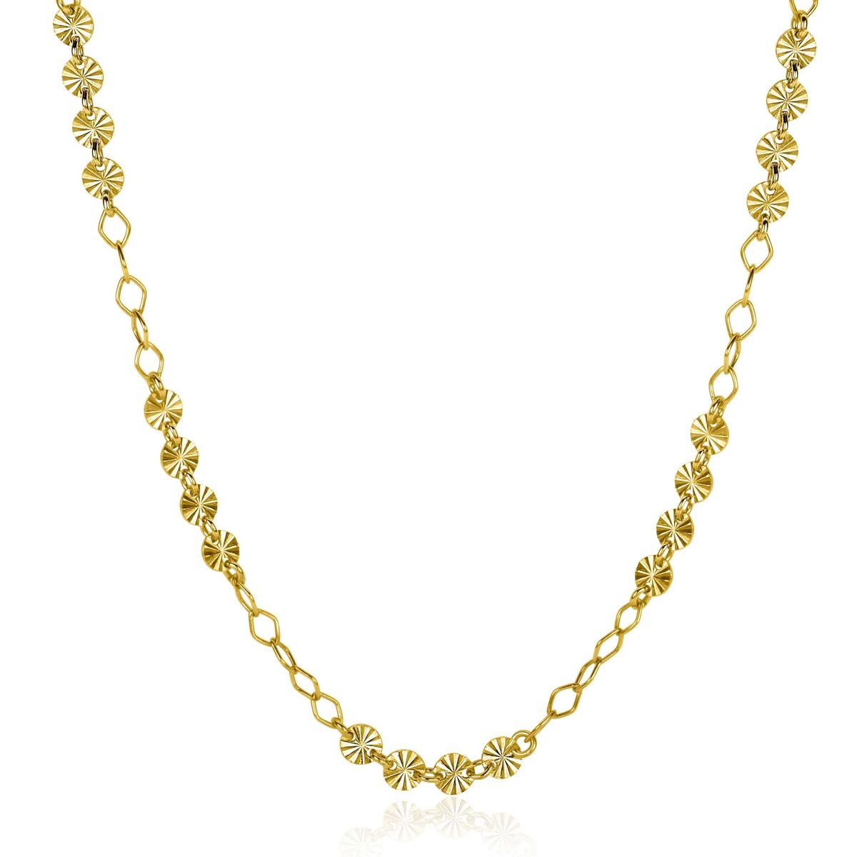 ZINZI gold plated zilveren ketting 45cm met ronde schakels zonnestralen 4mm breed ZIC2290G