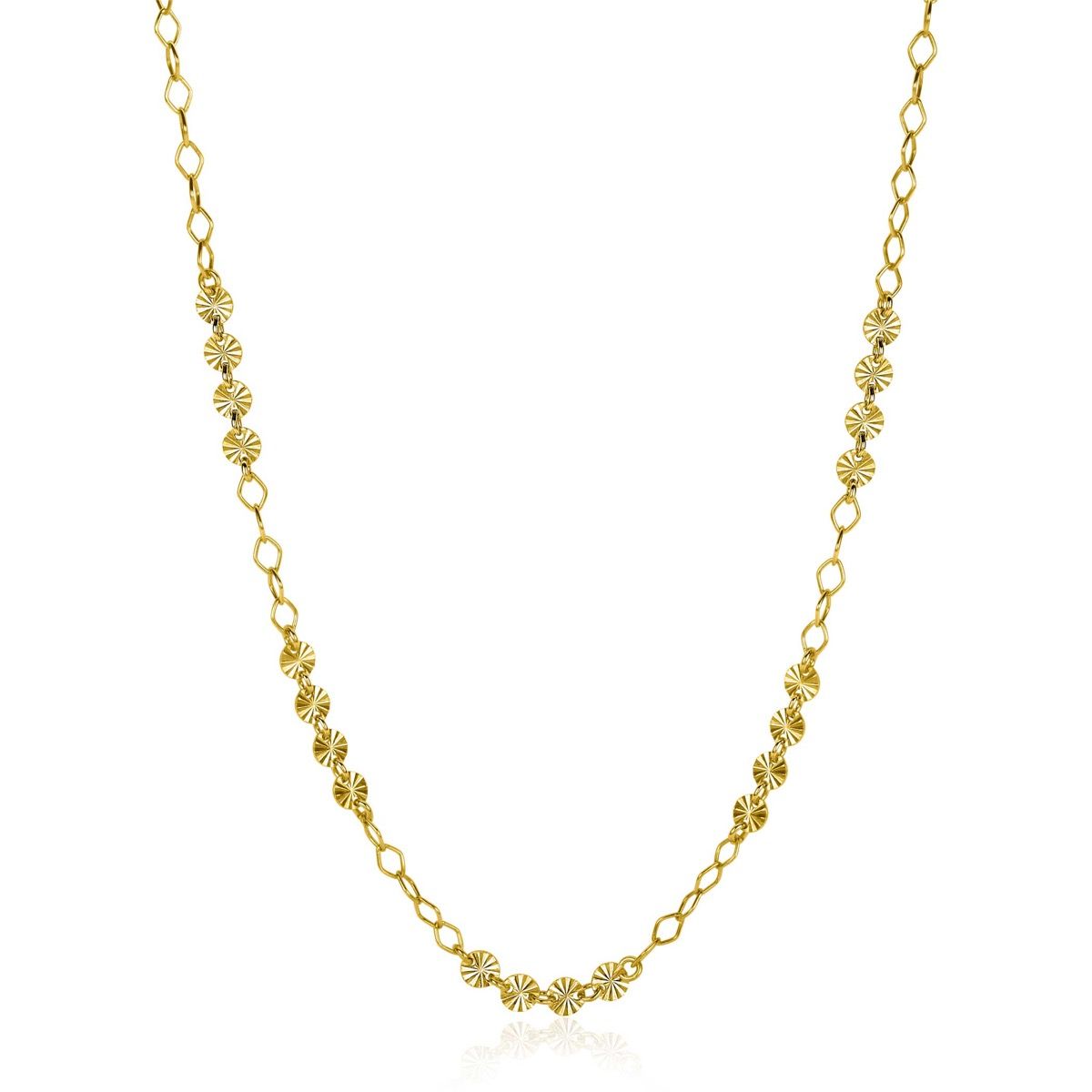 ZINZI gold plated zilveren ketting 45cm met ronde schakels zonnestralen 4mm breed ZIC2290G