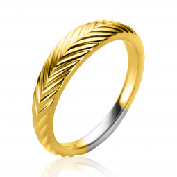 ZINZI gold plated zilveren ring (5mm breed) met veertjesmotief ZIR2644G