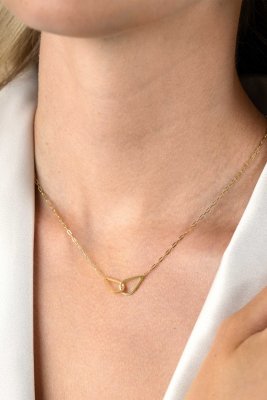 ZINZI gold plated zilveren ketting met paperclip-schakels, waarbij in het midden twee druppelvormen mooi met elkaar verbonden zijn 42-45cm ZIC2634