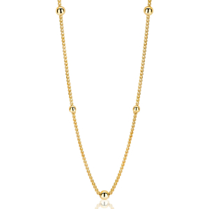 ZINZI zilveren gourmet ketting 14K geelverguld bol 45cm ZIC987G